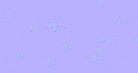 Displaying light blue geometric shapes on lavender background, featuring snowflake nodes and lines