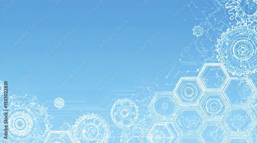 Aufkleber abstract digital engineering backdrop with gear symbols and patterns