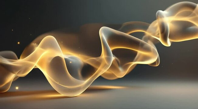 A floating 3D organic form that continually reshapes itself, creating a flowing dance of light