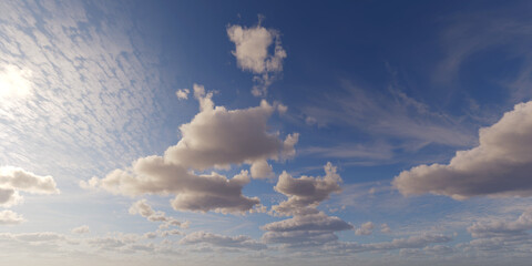 Expansive Blue Sky Adorned with Majestic Cloud Formations, Ideal for Serene Nature and Atmospheric...