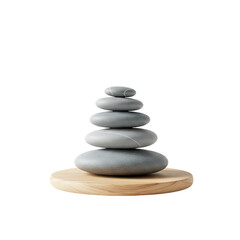 Zen Garden Concept with Stacked Stones and Wooden Platform


