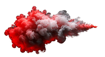 Red and Black Ink Smoke Explosion on Transparent Background

