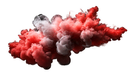 Red and Black Ink Smoke Explosion on Transparent Background

