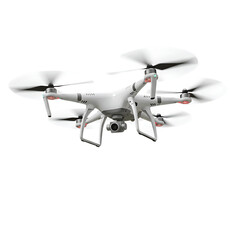Flying Surveillance Drone Isolated on Transparent Background


