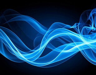 Naklejka premium Blue smoke over black background, magic relaxing atmosphere