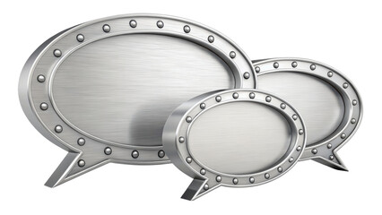 Dynamic metal speech bubbles digital communication graphic design modern environment front view conceptual art