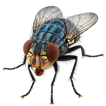Realistic Housefly Insect on Transparent Background


