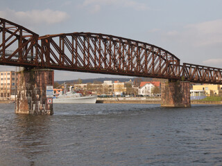 Scenic view of an old wedge steel bridge in Germany