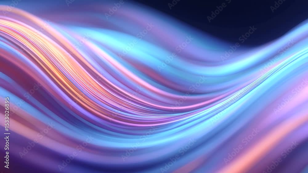 Poster vibrant 3d wave animation featuring colorful lines and dynamic motion blur effects.