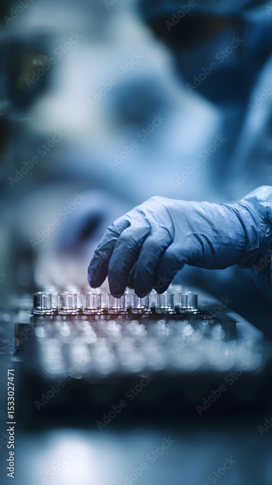 Poster gloved hands assembling robotic components in a clean lab