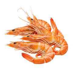 Shrimps isolated on transparent background, Prawns Cutout 
