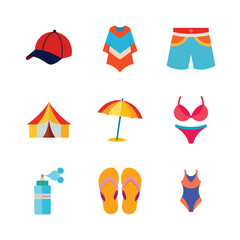beach icon set