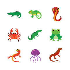 set of animal vector