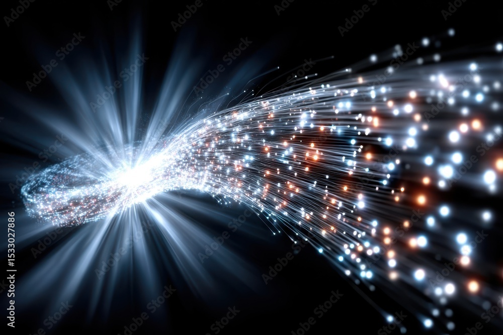 Poster visual representation of energy flow and light dynamics in a cosmic setting