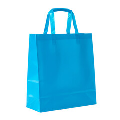 Blue Color Plastic Shopping Bag or Pouch isolated on transparent background, Blue Bag PNG 