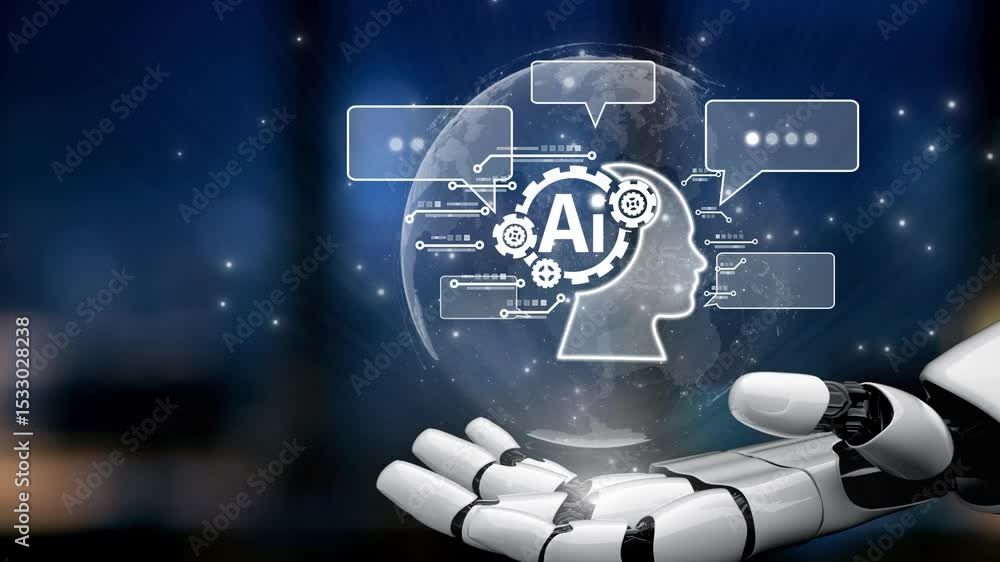 Poster ai assistant brain processor with llm technology, big data, machine learning, generative ai for busi