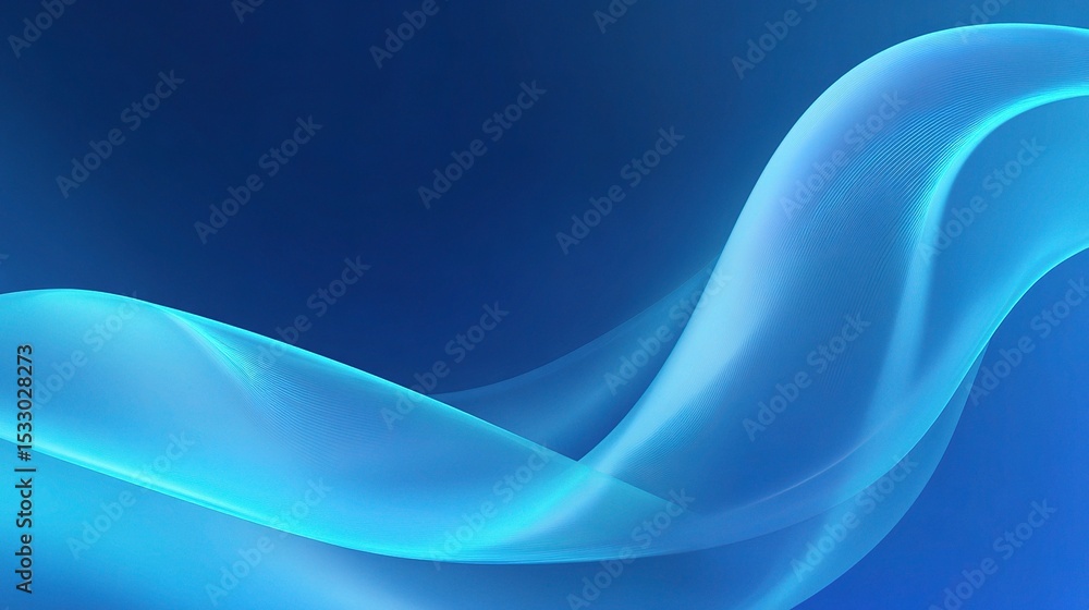 Poster smooth abstract blue background with curves and waves for design
