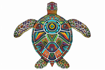 Turtle Indian art. A stylized turtle in watercolor technique. Turtle island indigenous art