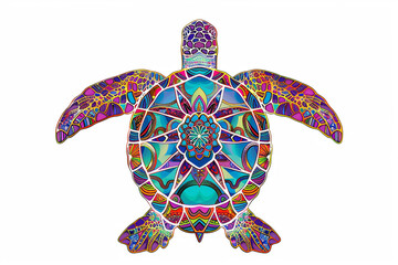 Turtle Indian art. A stylized turtle in watercolor technique. Turtle island indigenous art
