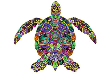Turtle Indian art. A stylized turtle in watercolor technique. Turtle island indigenous art