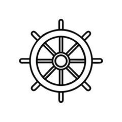 Obraz premium Nautical ship wheel icon simple line art design