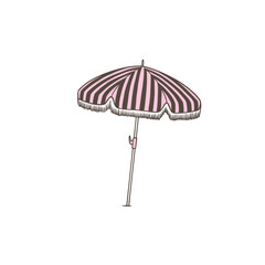 Vintage style striped  beach umbrella vector illustration