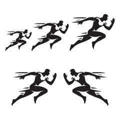 Athletic Runner Silhouette Logo – Speed, Fitness and Sport Symbol