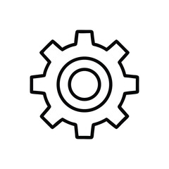Obraz premium Simple black line gear icon setting configuration wheel cog