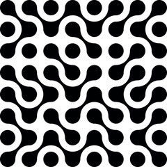 Black pattern of metabol dots on transparent background. Abstract geometric figures of connected molecules. Modern vector design.	