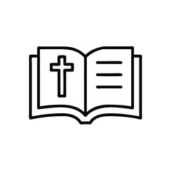 Open holy bible book cross christian faith religion symbol