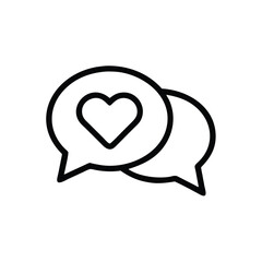 Two speech bubbles with a heart symbol inside one bubble showing love and communication
