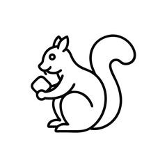 Adorable cartoon squirrel holding nut line art illustration