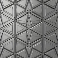Polished chrome geometric pattern, abstract reflective metal texture