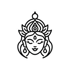Goddess durga outline line art indian hindu deity