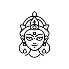 Line art illustration of goddess durga hindu deity