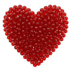 Red Crystal Heart Shape Design on Transparent Background

