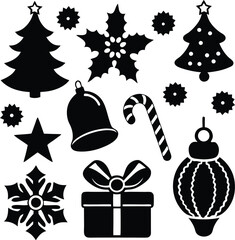 Modern Christmas Vector Symbols Clipart Silhouette
