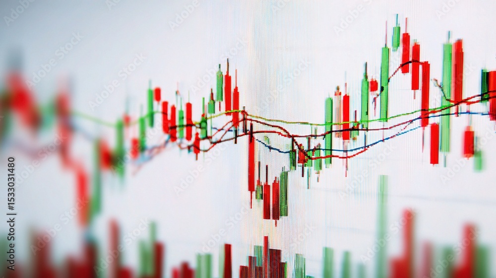 Poster abstract financial graph with red and green elements for analysis