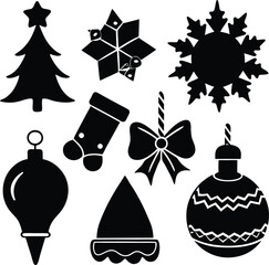 Monochrome Christmas Decor Icons Collection
