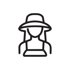 Young woman with hat in minimalist design for summer theme vector illustration