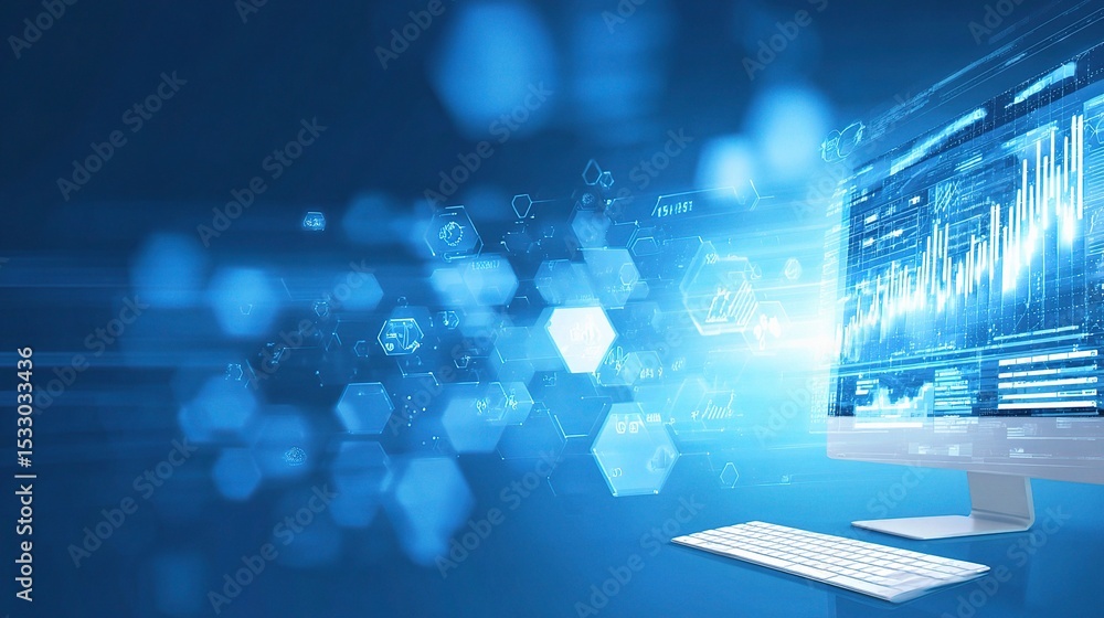 Poster data visualization on a computer screen in a digital environment