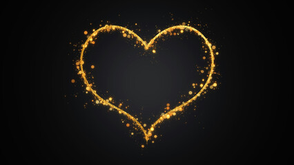 golden heart frame with shiny glowing stars and bokeh lights , valentines day love and romantic design element