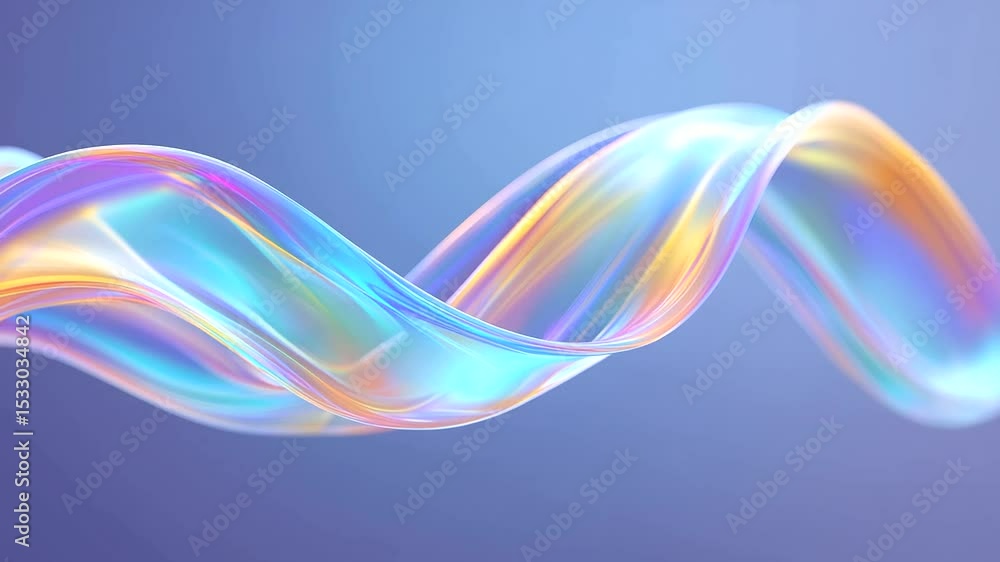 Poster a dynamic 3d neon ribbon dances against a colorful gradient backdrop.