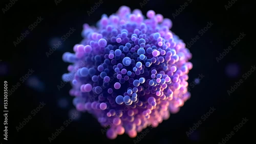 Poster a dynamic 3d purple sphere featuring luminous textures and an abstract pattern.