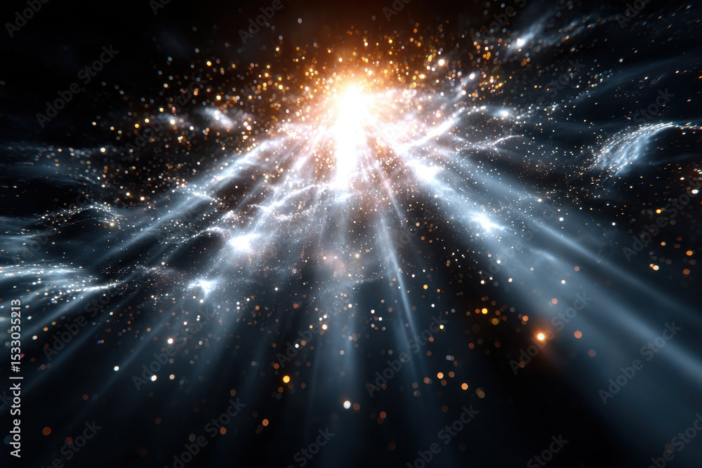 Poster cosmic explosion of light and energy creating a celestial spectacle in the universe