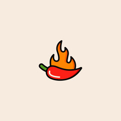 Red Chili Pepper icon flat vector design. 