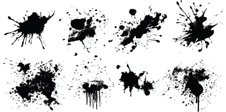 ink blots and splats. detailed ink splats Hyperrealistic Highly Detailed Isolated On Transparent Background	
