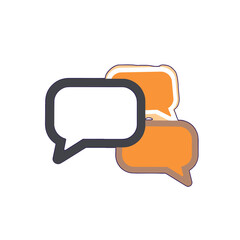 Naklejka premium Icon of group chat bubbles with orange highlight in flat design 