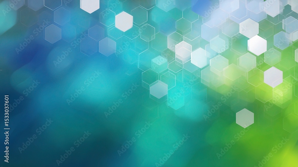 Poster elegant gradient shift from blue to green background with hexagons