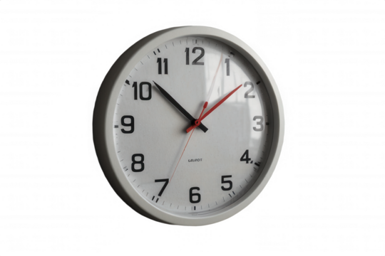 White wall clock time management home decor office clock analog clock round clock on transparent background